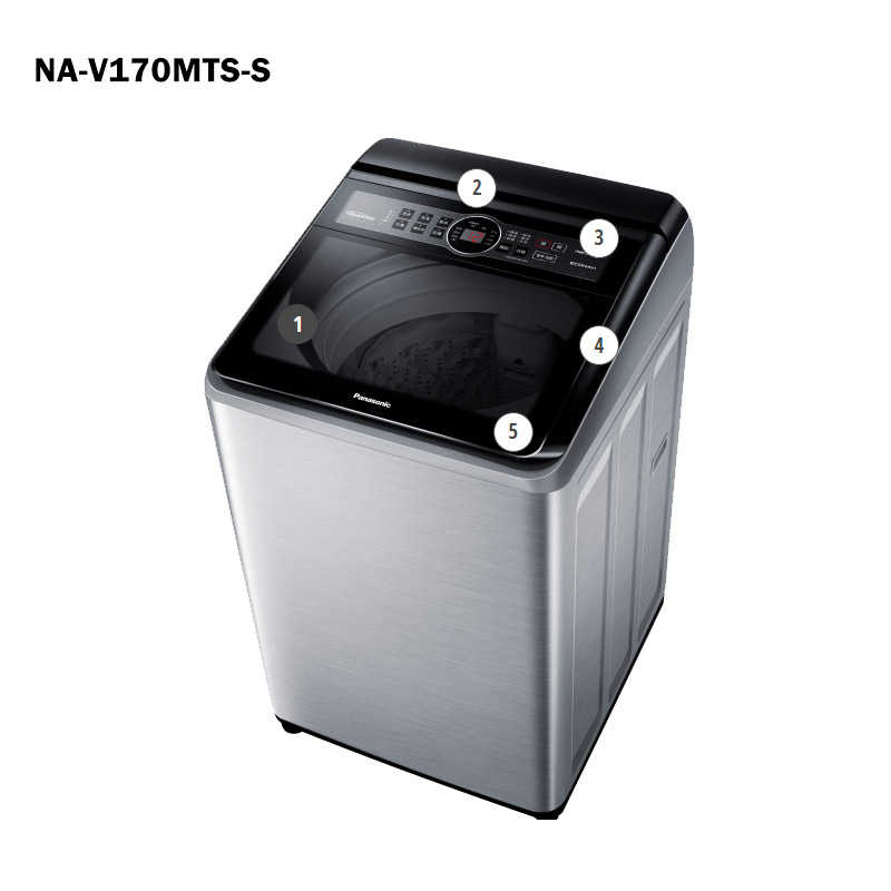 Panasonic國際家電【NA-V170MTS-S】17公斤雙科技變頻直立式洗衣機-不鏽鋼(含標準安裝)同NA-V170MTS