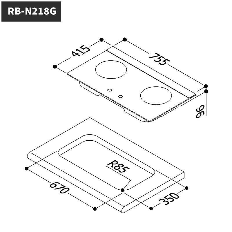 林內【RB-N218G(B)_LPG】檯面式內焰雙口爐二口爐瓦斯爐(黑波/連動/LED旋鈕) 桶裝瓦斯(含全台安裝)