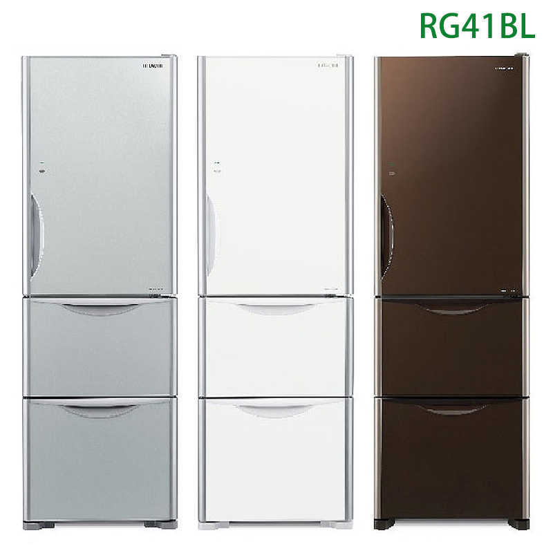 日立家電【RG41BL-GBW】394公升三門琉璃棕左開冰箱(標準安裝)同RG41BL
