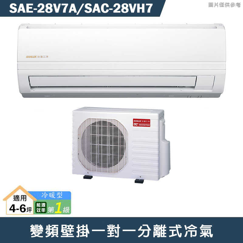 SANLUX台灣三洋【SAE-28V7A/SAC-28VH7】變頻壁掛一對一分離式冷氣(冷暖型)1級(含標準安裝)