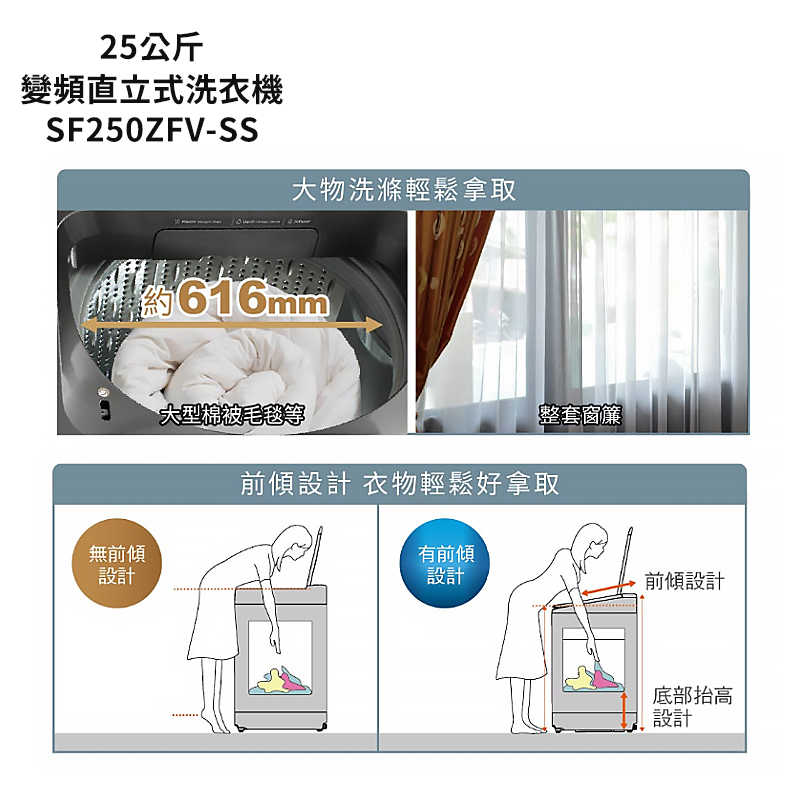 日立家電【SF250ZFV-SS】25公斤直立式洗衣機 (標準安裝)同SF250ZFV