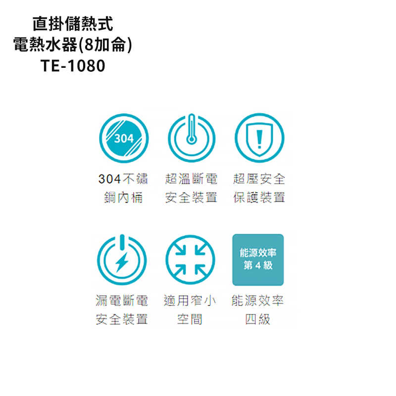 《結帳再折》莊頭北【TE-1080】8加侖直掛儲熱式熱水器 (全台安裝)