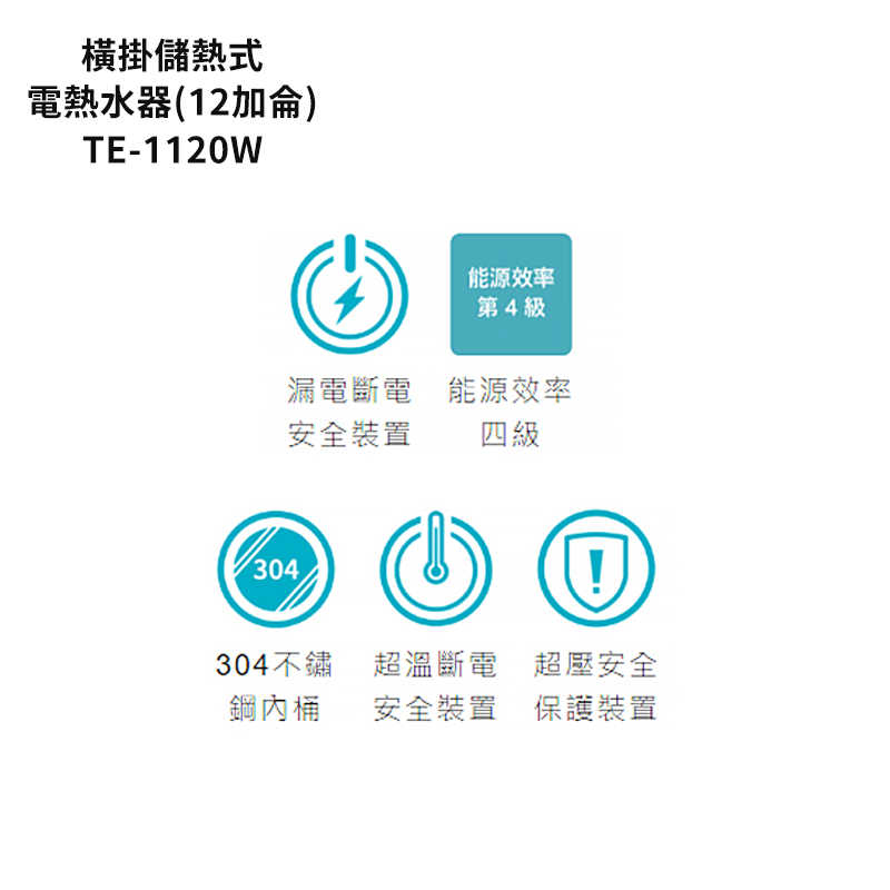 《結帳再折》莊頭北【TE-1120W】12加侖橫掛儲熱式熱水器 (全台安裝)