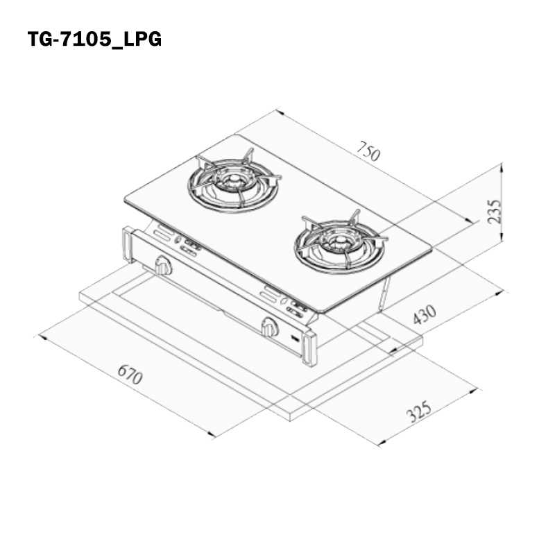 《結帳再折》莊頭北【TG-7105_LPG 】二口嵌入瓦斯爐-桶裝瓦斯(全台安裝)