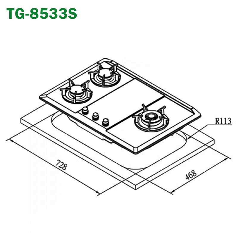 《結帳再折》莊頭北【TG-8533S_LPG】三口保潔檯面爐(不鏽鋼)桶裝瓦斯 (全台安裝)