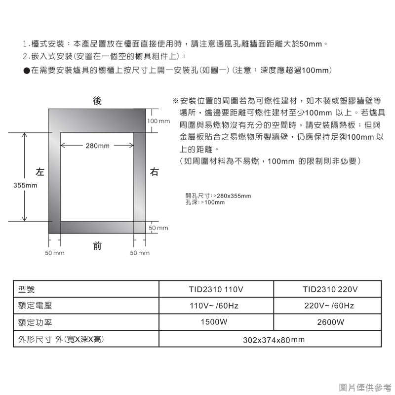 SVAGO【TID2310_110V】單口IH感應爐110V(含標準安裝)