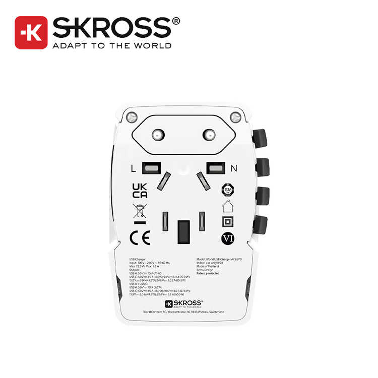 【94號鋪】瑞士Skross 65W Type-C/USB PD 旅行萬國插頭氮化鎵充電器(1A1C)