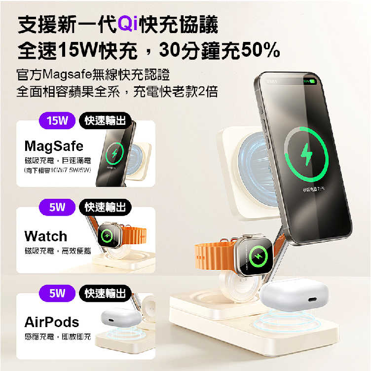 三合一磁吸充電器