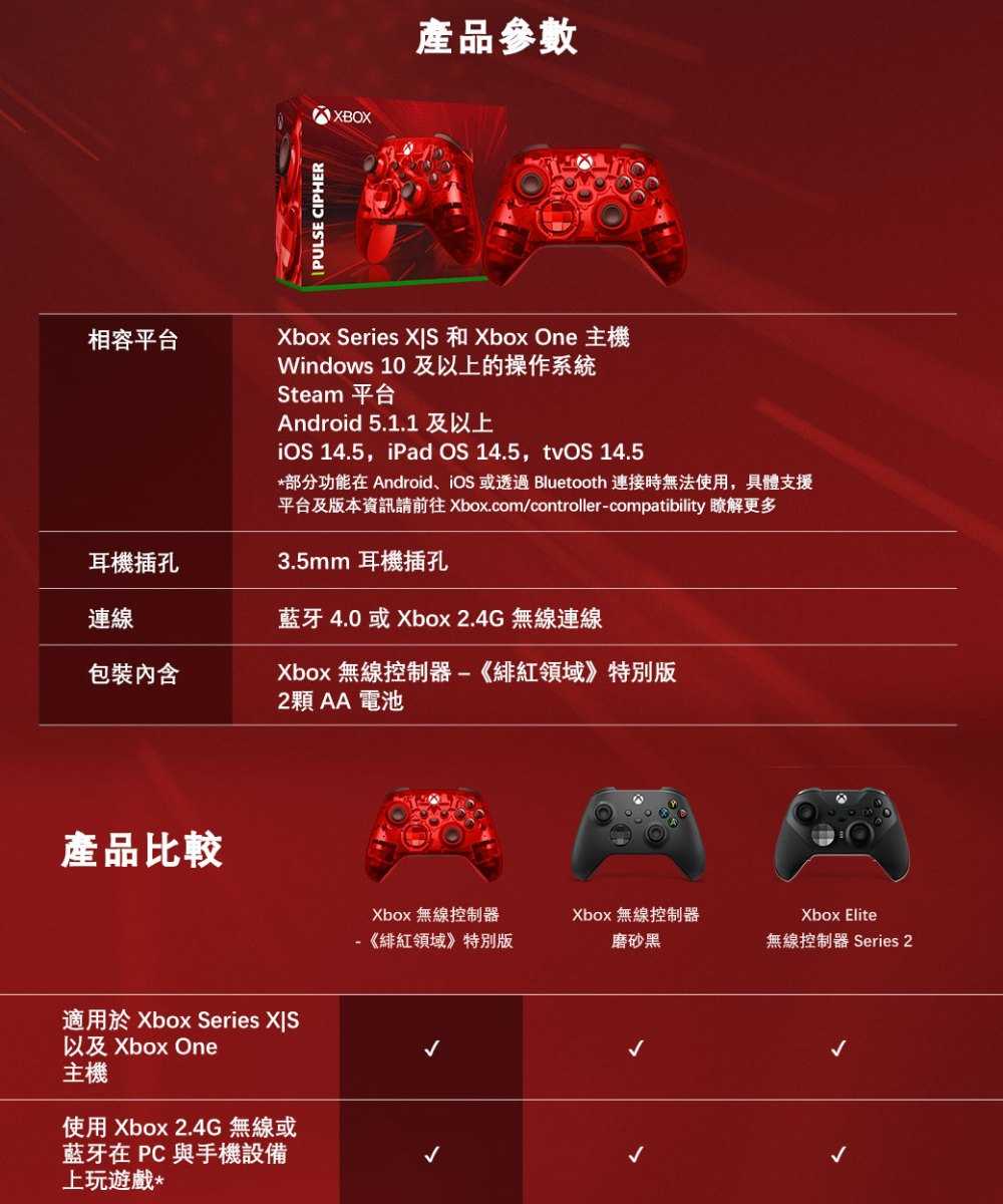 【夯品集】Xbox 無線控制器 緋紅領域 特別版