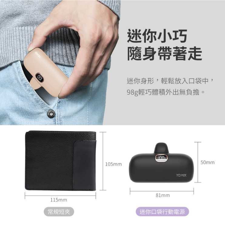 【夯品集】YOMIX 優迷 4800mAh 20W Type-C快充直插口袋行動電源(iPhone15/安卓適用)