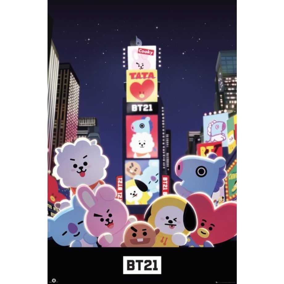 BT21 時代廣場 Times Square 英國進口海報/ SHOOKY/ MANG / BTS