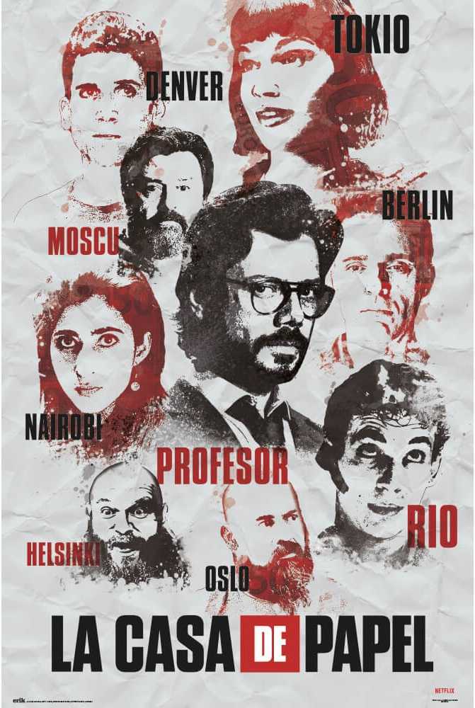 《紙房子》主角群水彩風 進口海報 / LA CASA DE PAPEL CHARACTERS