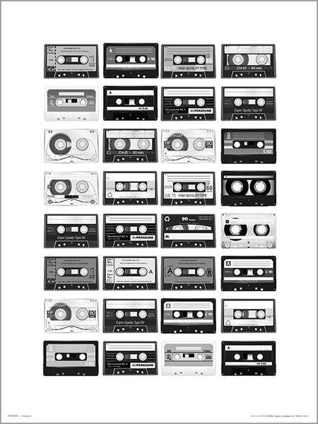 黑白卡式錄音帶 Cassette Tapes 40X30 複製畫/DJ/復古風