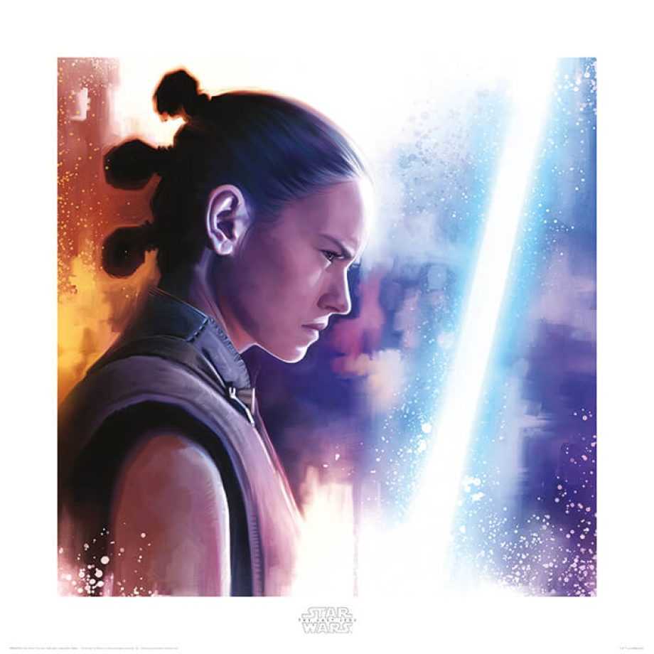 【星際大戰:最後的絕地武士】Star Wars 芮 \u0026 光劍 40*40複製畫