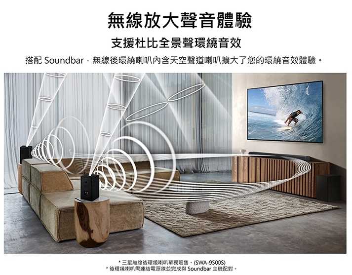 Samsung 三星 5.1.4 聲道 聲霸 HW-Q800A + 全景深環繞喇叭 SWA-9500S 音響 喇叭