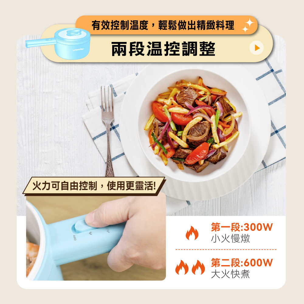 【WONDER】陶瓷多功能直柄電火鍋 WH-K61