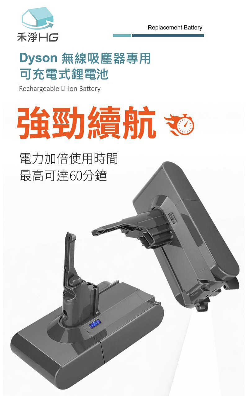 禾淨 Dyson V7 V8 SV10 SV11吸塵器鋰 4000mAh 副廠電池 (贈前置濾網) 台灣製造 保固1年