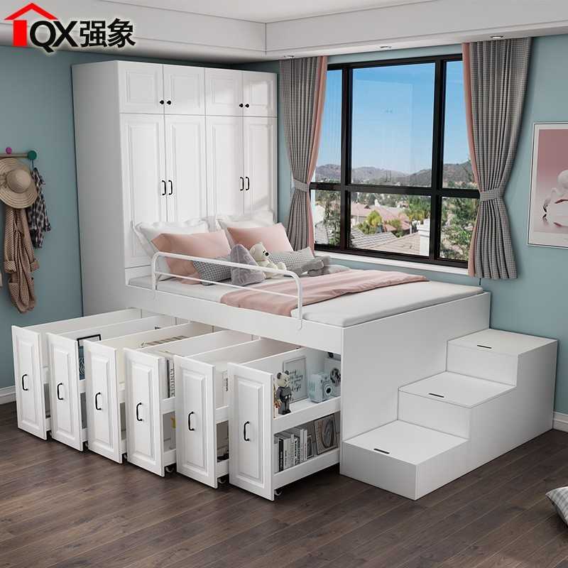 多功能 雙人床 儲物櫃 大空間 多格收納 抽屜式儲物櫃 牢固 耐用 1253*2996*2400