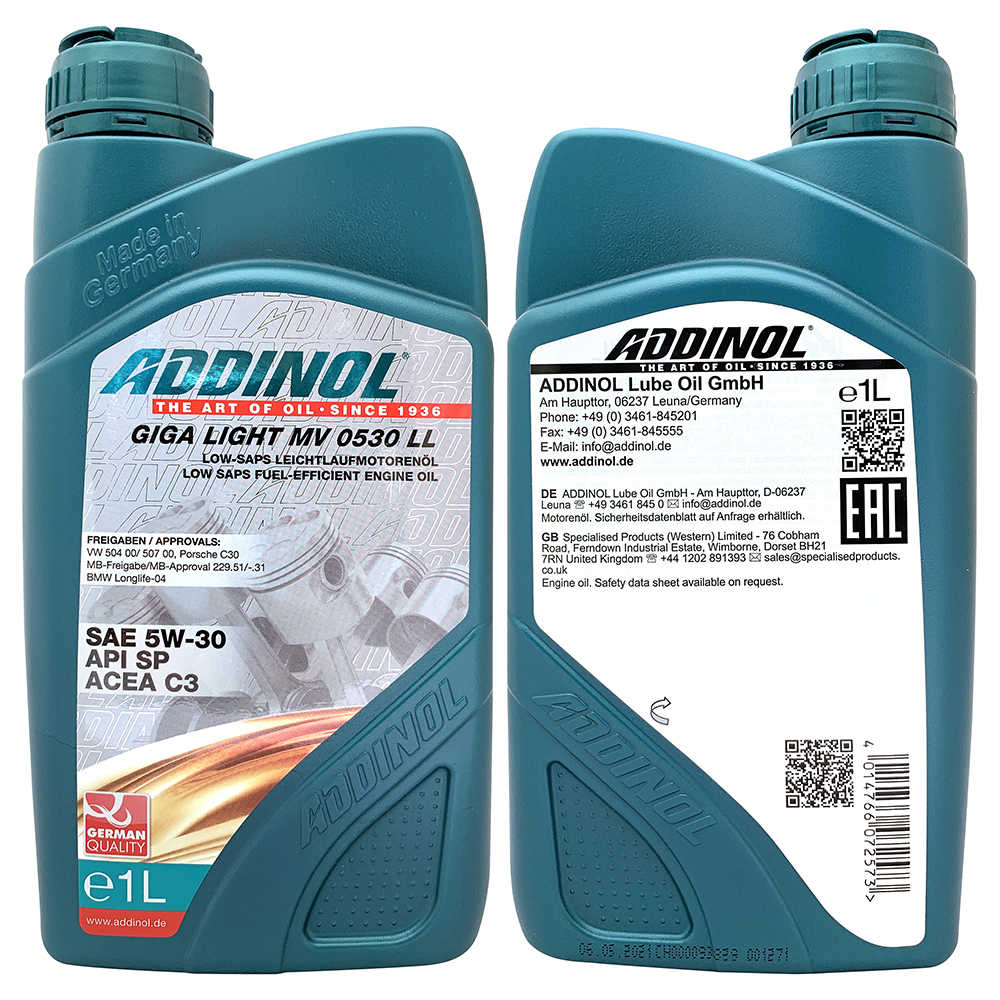 【車百購】 ADDINOL GIGA LIGHT MV 5W30 LL 全合成機油 汽柴油引擎機油