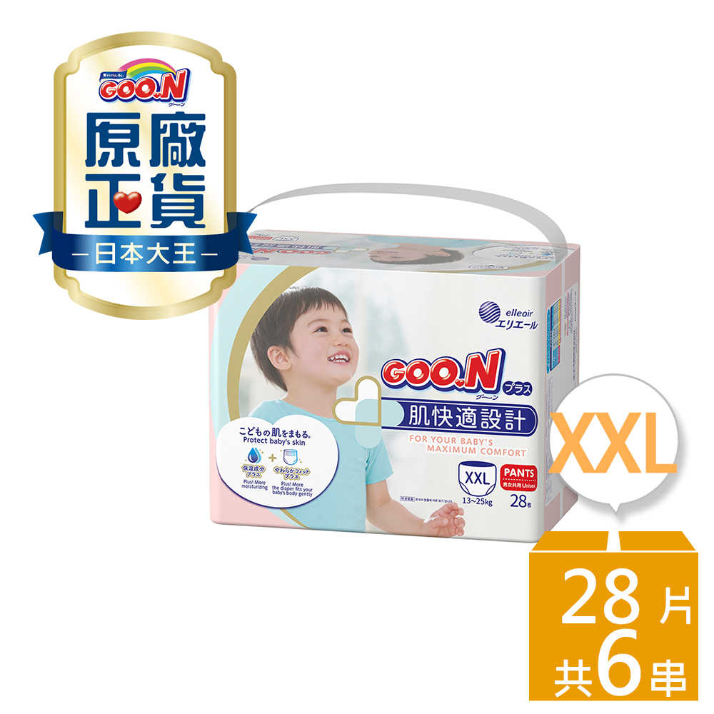 【日本大王GOO.N】境內版肌快適-褲型 (XXL* 28片*6串/箱)