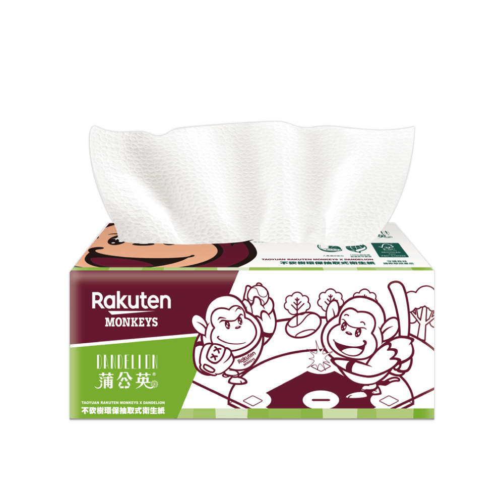 【蒲公英】Rakuten MonkeysX蒲公英抽取衛生紙110抽12包6串