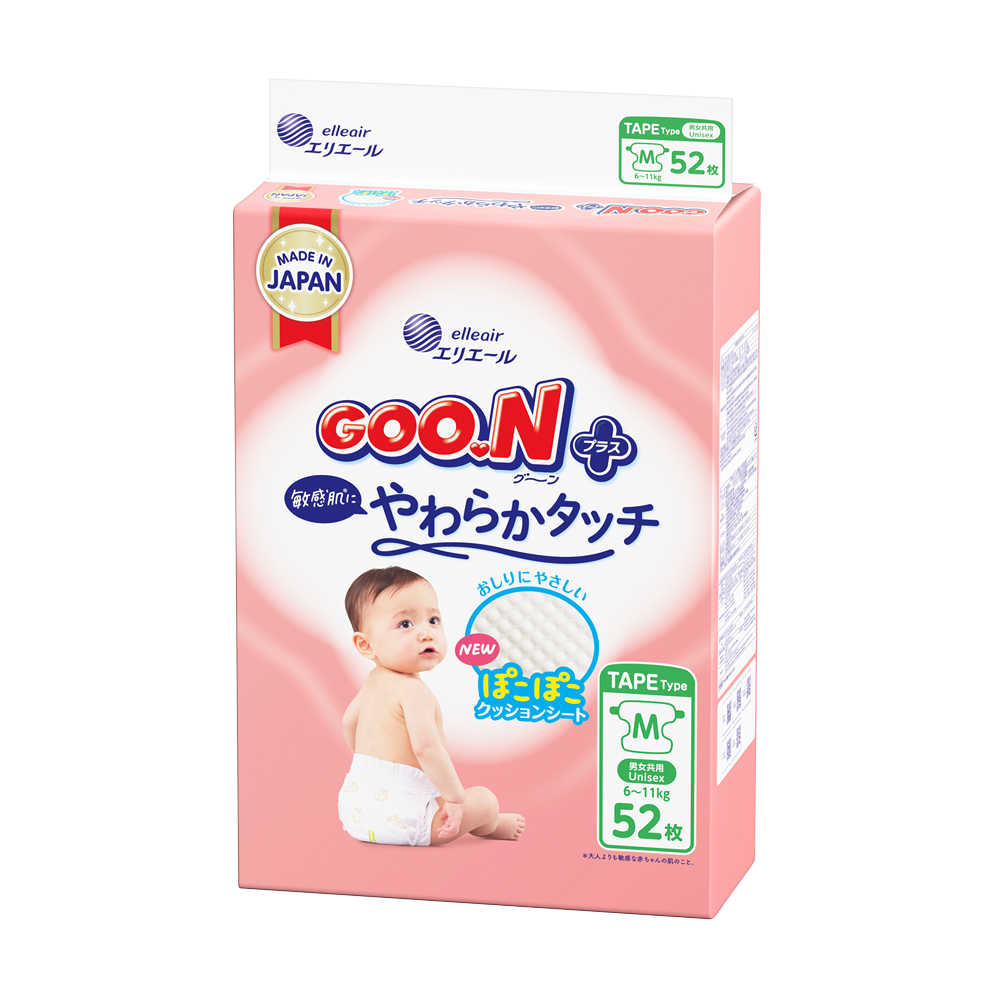 【日本大王GOO.N】境內版柔觸肌-黏貼型M(52片x4串/箱)