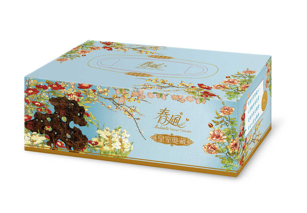 【春風】故宮皇室典藏盒裝面紙(200抽*5盒*10串/箱)-花鹿祝福