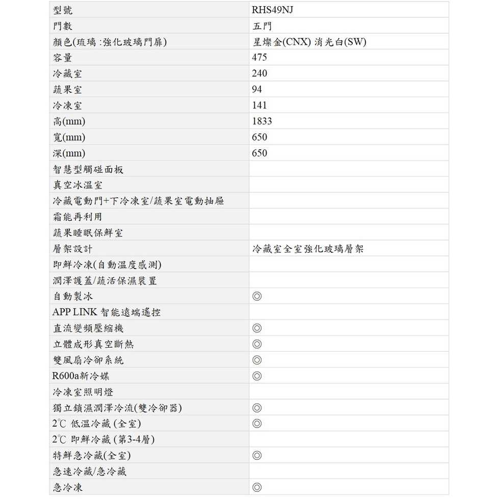 【有閑獨家】熱銷款*HITACHI 日立 RHS49NJ 五門冰箱 R-HS49NJ 電冰箱 取代RS49HJ
