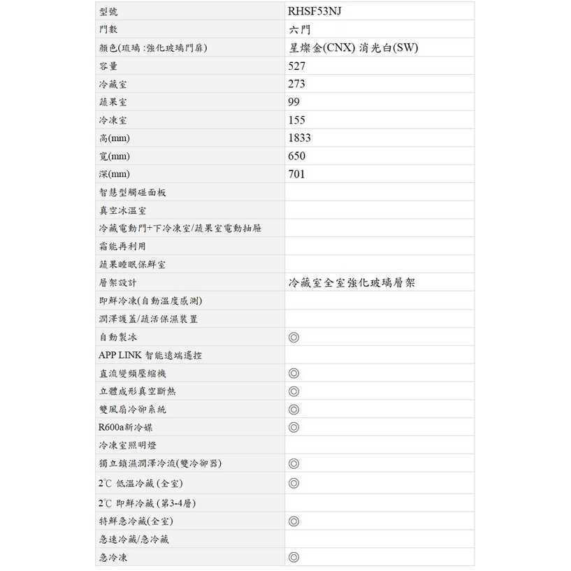 熱銷款*有現貨【獨家折扣碼】HITACHI 日立 RHSF53NJ 六門冰箱 R-HSF53NJ 電冰箱 冰箱