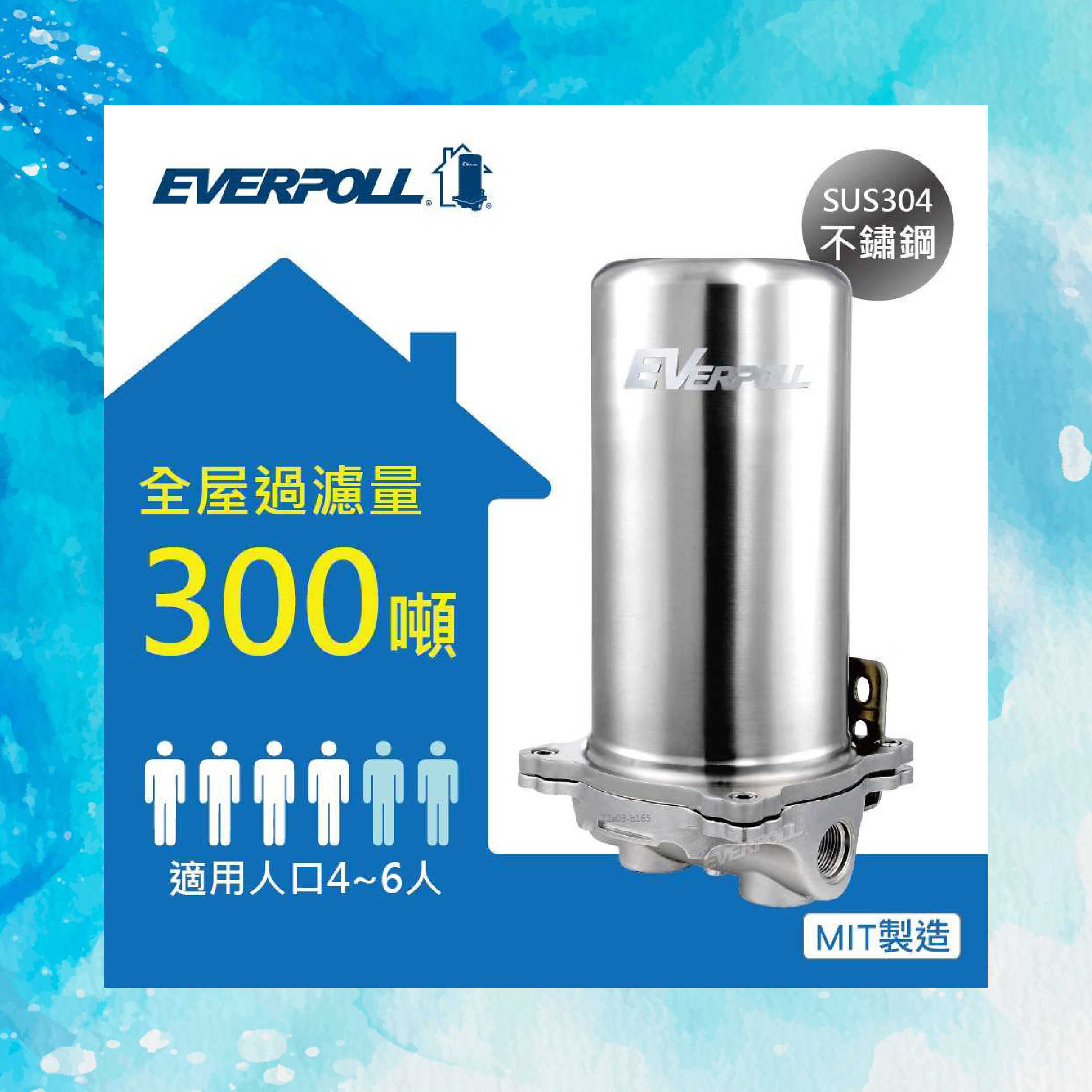 【EVERPOLL】傳家寶 全戶濾淨 300噸 淨水 濾芯 專用濾芯 FH-301 / FH300