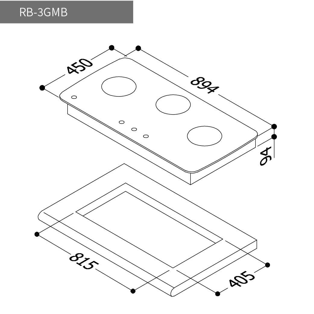 Rinnai 林內【RB-3GMB(B)】檯面式美食玻璃三口爐 北北基安裝