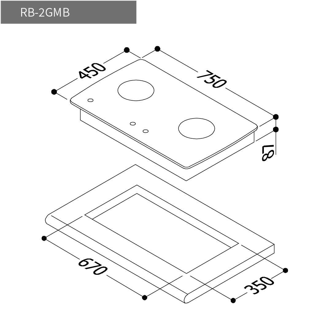 Rinnai 林內【RB-2GMB(BR)】檯面式美食玻璃雙口爐 北北基安裝