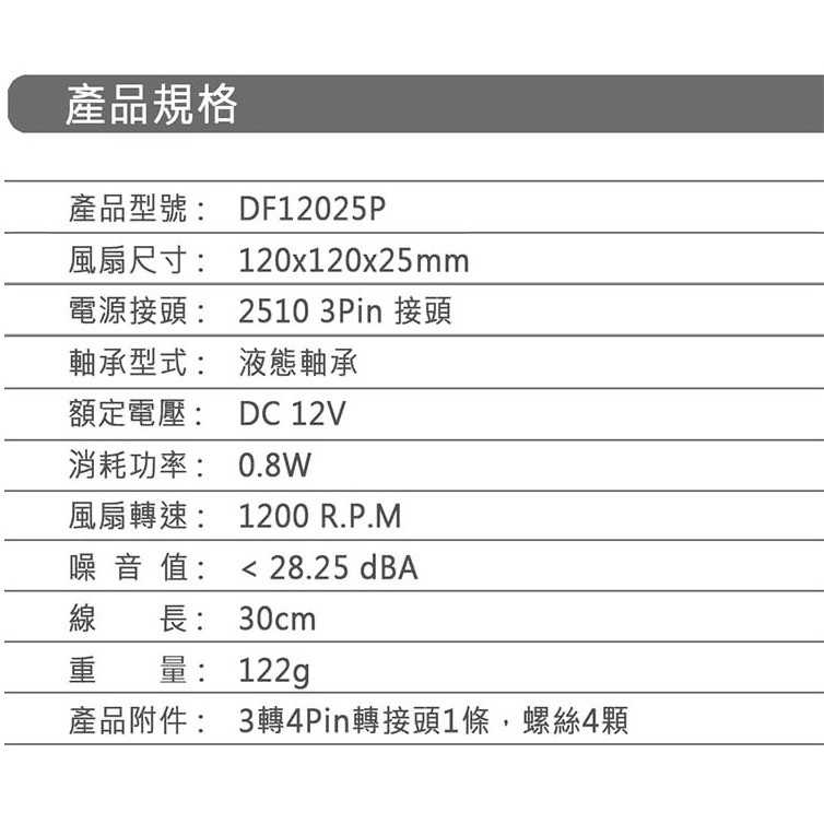 【新莊民安】JETART 捷藝科技 12cm 靜音系統風扇 DF12025P 含稅附發票 可插主板3 pin 一年保固！