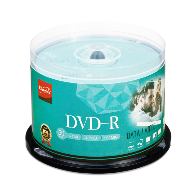 全新附發票 E-Books 中景 晶鑽版16X DVD-R 50片桶 光碟片 16X 4.7GB 120min