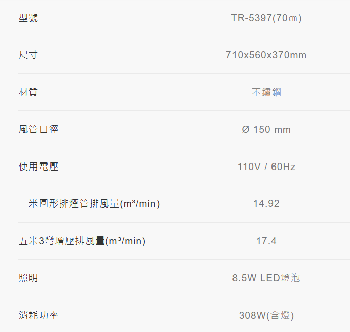 【樂昂客】(送基本安裝) 莊頭北 TR-5397 直吸式斜背排油煙機 Turbo增壓 整機不鏽鋼
