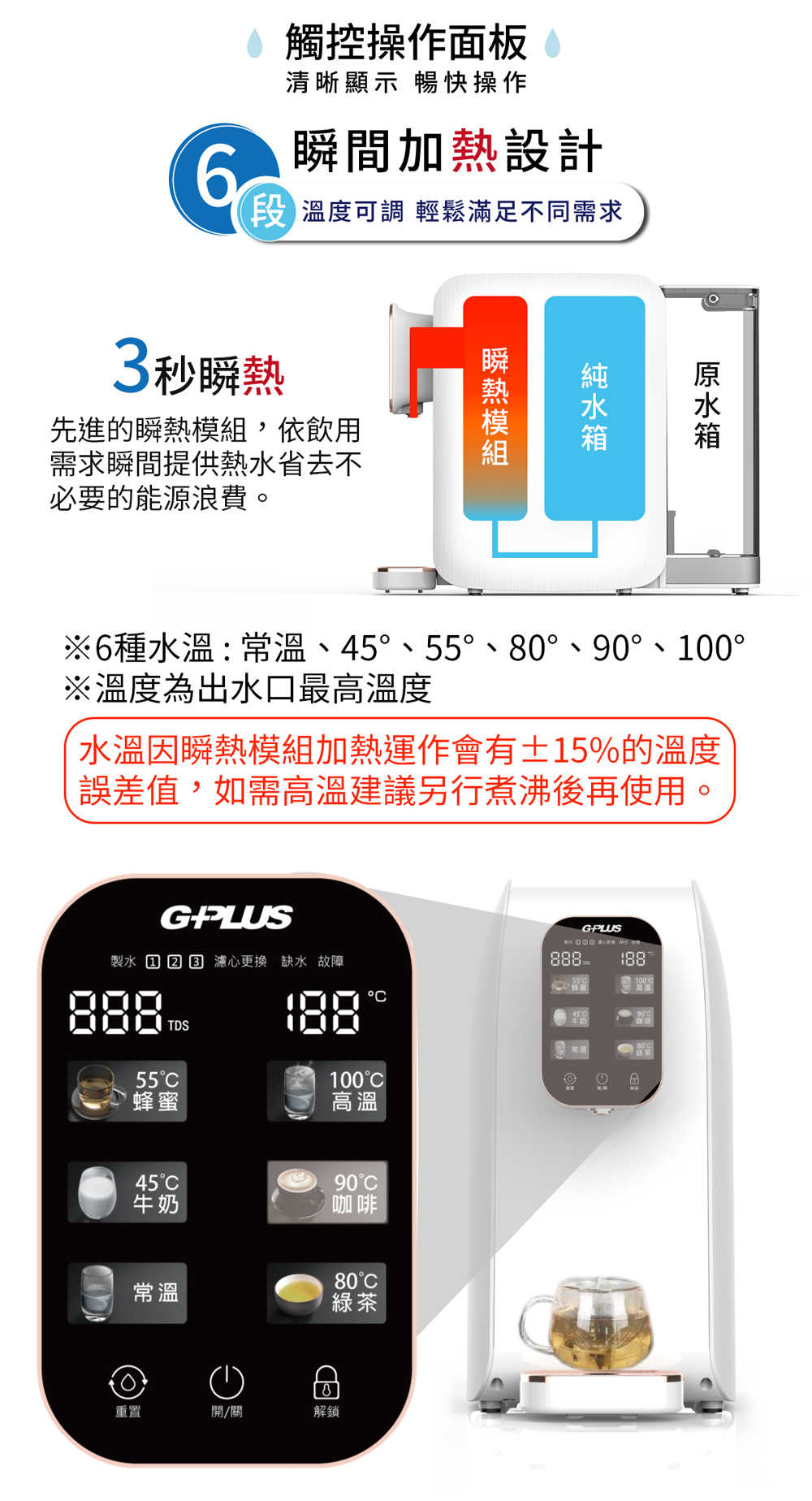 【樂昂客】(含一組濾心)可議價 G-PLUS GP-W01R+ 瞬熱RO逆滲透開飲機 輕巧免安裝 積加 飲水機 RO