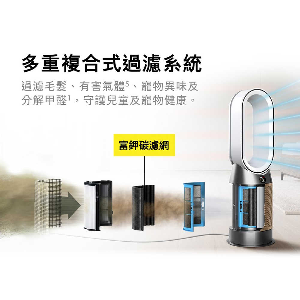 Dyson 甲醛NOx偵測涼暖空氣清淨機HP12​ 白金色(贈專用濾網X2+蒸汽熨斗)