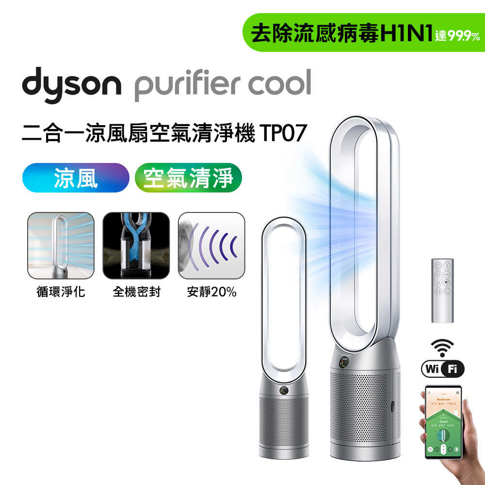 【送電熱毯+專用濾網】Dyson戴森 二合一涼風扇空氣清淨機 TP07 銀白色