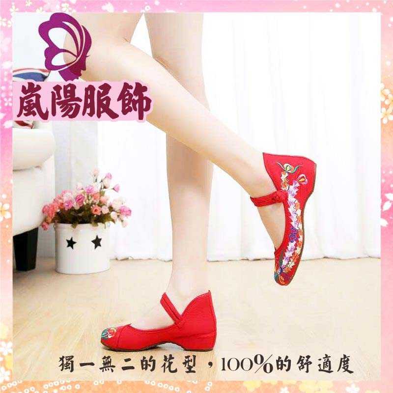 女鞋 繡花鞋 內增高繡鳳 防水 帆布鞋 高跟鞋 中國風 2款