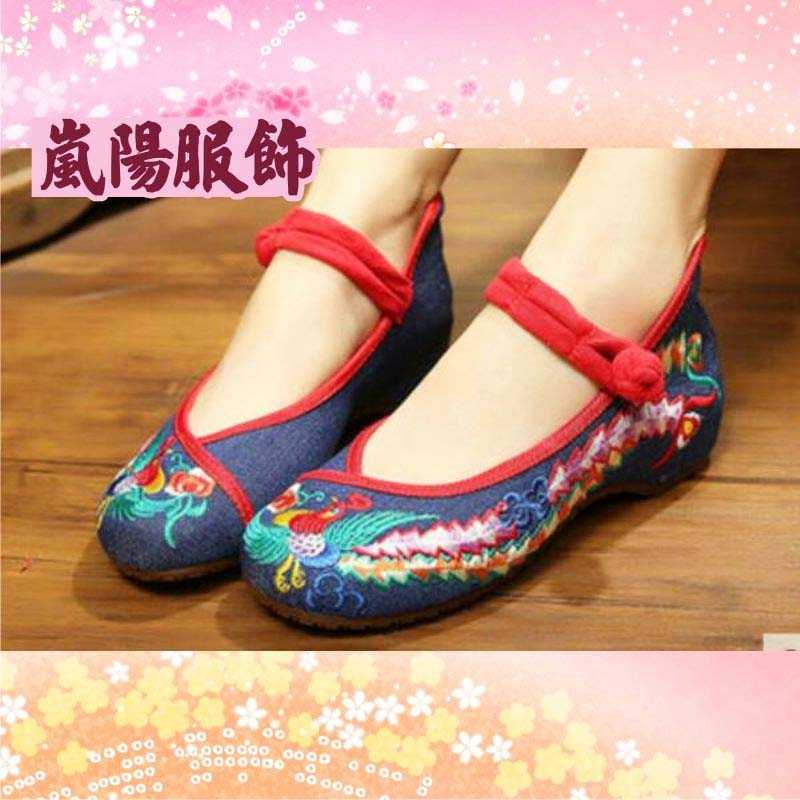 女鞋 繡花鞋 內增高繡鳳 防水 帆布鞋 高跟鞋 中國風 2款