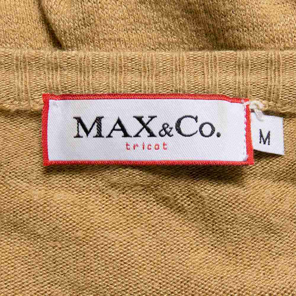 義大利時尚精品Max Mara土黃色長版長袖針織衫 日本限定