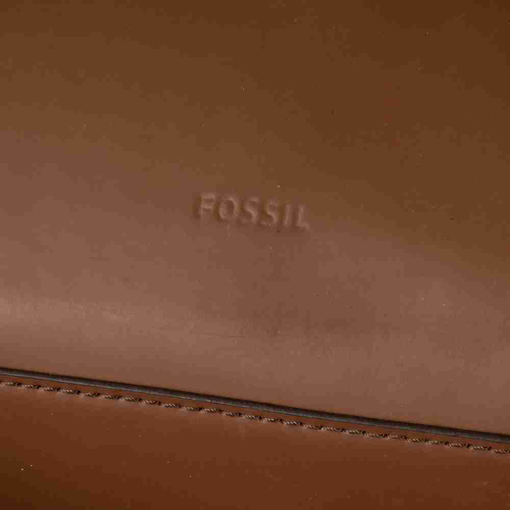 美國品牌Fossil 塗層牛皮咖啡色波士頓包 側背包