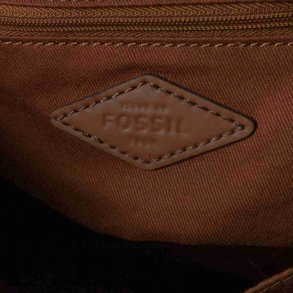 美國品牌Fossil 塗層牛皮咖啡色波士頓包 側背包