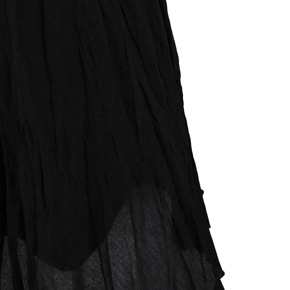 日本品牌OZOC黑色皺褶鬆緊及膝裙 日本製 38號