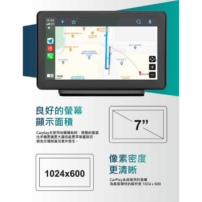 Coral RX7 7吋 車用可攜式智慧螢幕 公司貨 無線連接 車用導航娛樂系統 ios android 方便安裝