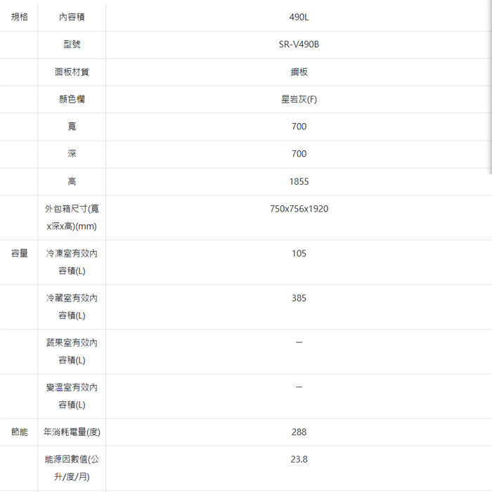 送好禮含定位+舊機回收 台灣三洋 SANLUX SR-V490B 變頻雙門電冰箱 490L 觸控式溫控 大蔬果室 一級節