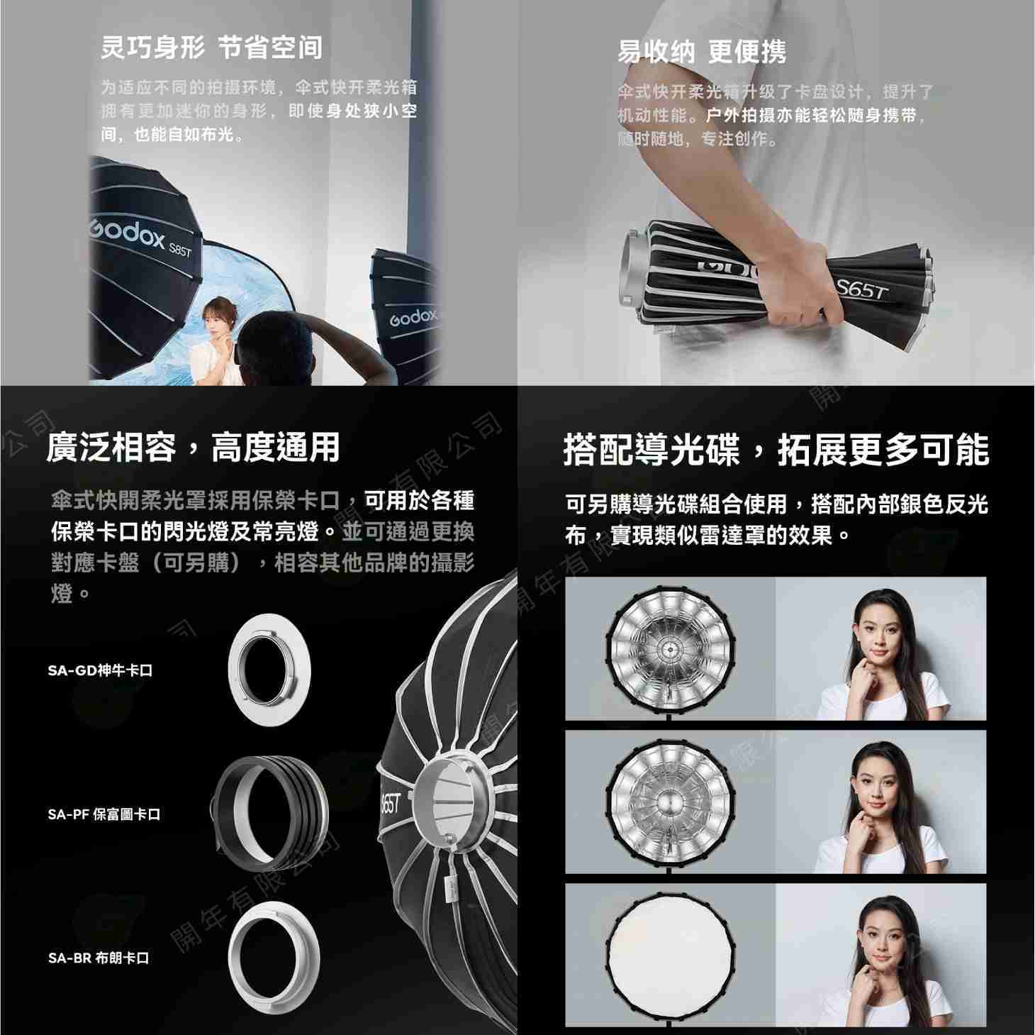 神牛 Godox S65T S85T S120T 65cm 85cm 120cm 淺傘式 快開柔光罩 柔光箱 保榮卡口