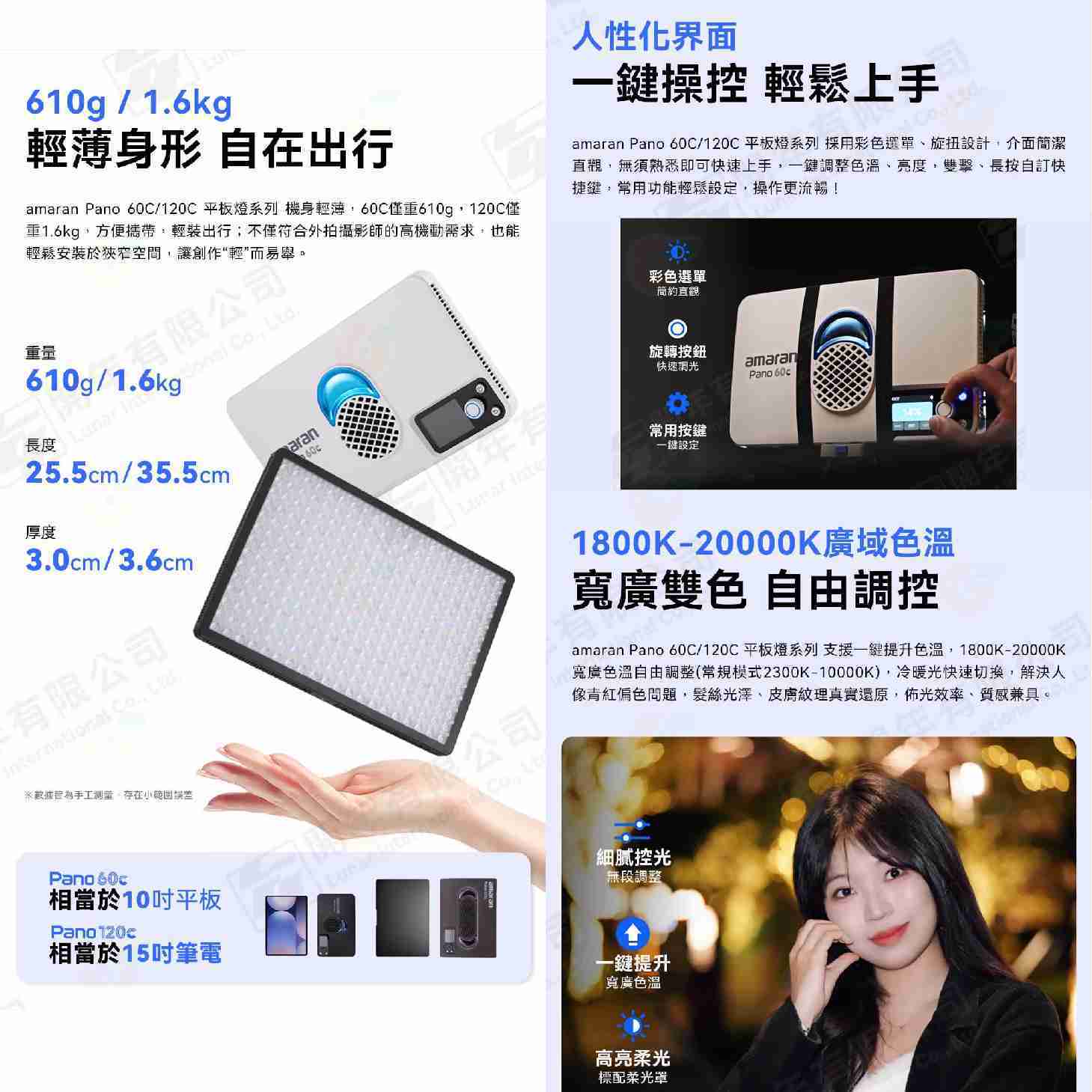 愛圖仕 Aputure amaran Pano 60c 120C 全彩柔光平板燈 套裝 kit 公司貨 RGB 持續燈