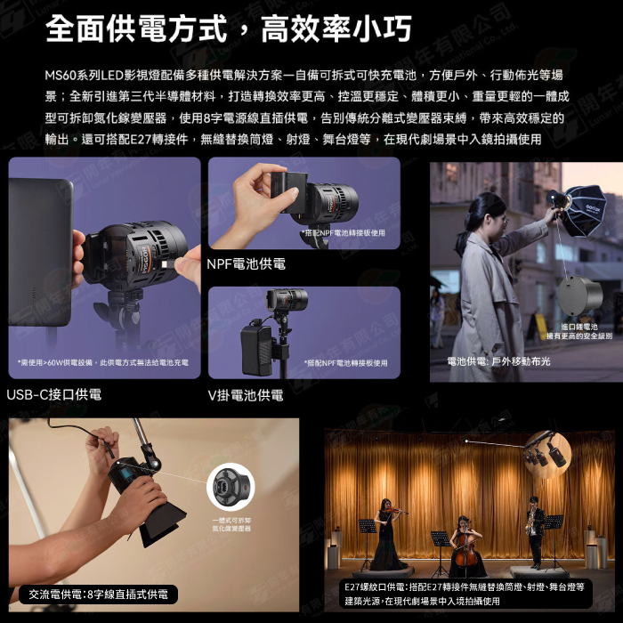 神牛 Godox MS60R MS60Bi MS60 SZL2 RGB 雙色溫 諾力LED影視燈 菲涅爾變焦透鏡 攝影燈