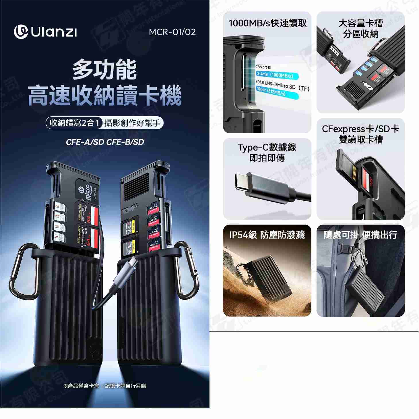 Ulanzi MCR-01 MCR-02 多功能高速讀卡機 CFexpress A B SD 雙卡槽 記憶卡收納盒